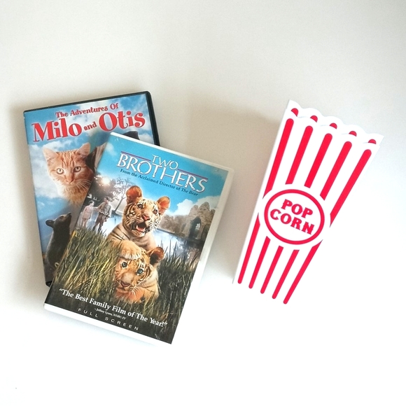 Milo & Otis & Two Brothers DVDs Bundle & 2 New Reusable Popcorn Containers - Picture 6 of 11